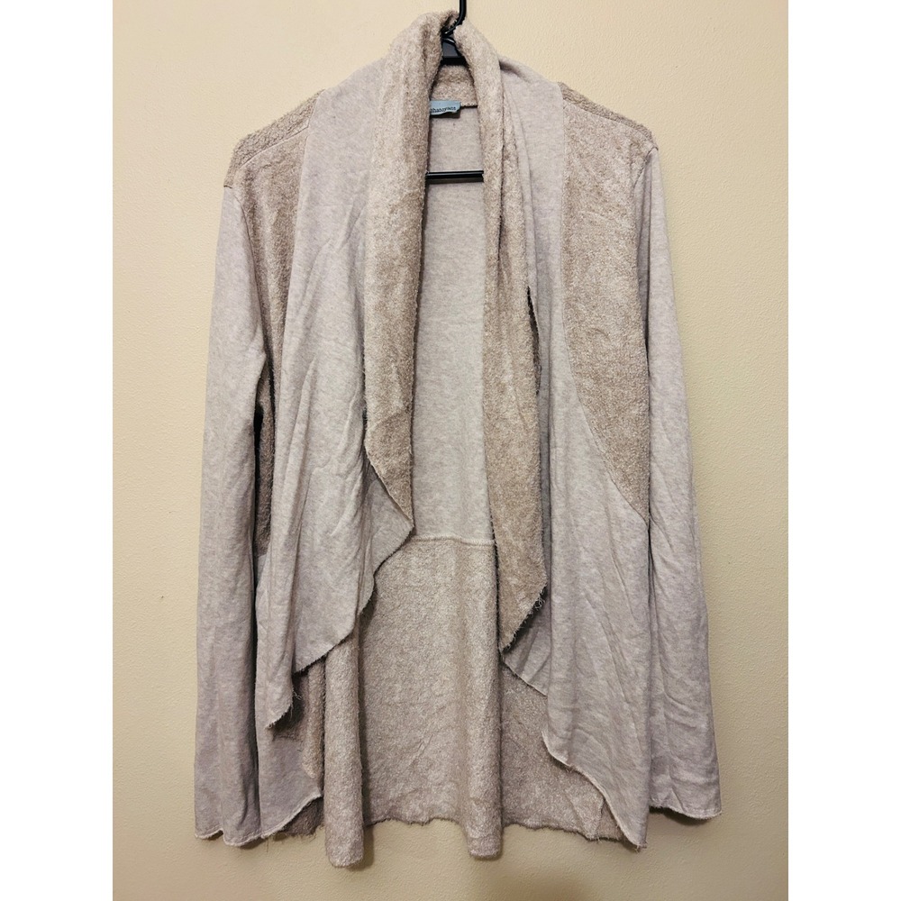 Chatoyant Cardigan Women Large Beige Excellent Open Front Sherpa Modal Blend